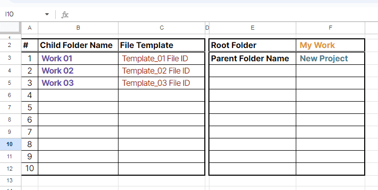 Mode 01 - Auto create folder and files add-ons - input in Google Sheets