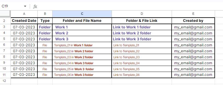 Mode 07 - Auto create folder and files add-ons - output in Google Sheets