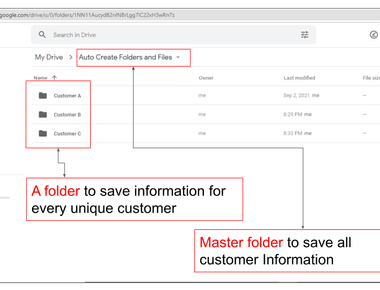 Auto generate a folder for each customer in Google Drive