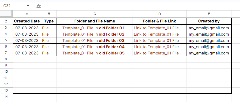 Mode 05 - Auto create folder and files add-ons - output in Google Sheets